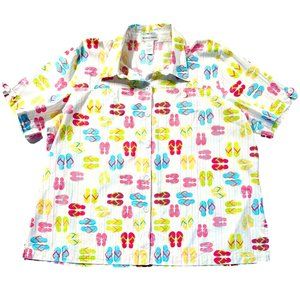 Draper’s & Damon’s Flip-Flop Novelty Print Button Down Camp Shirt Size 2X
